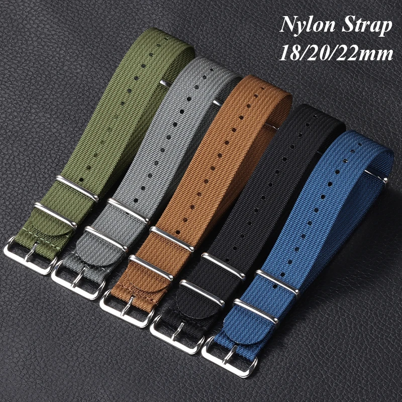 Ribbed Nylon Watchband 18mm 20mm 22mm Nylon Watch Strap Watchband Accessories for Military Watch Band Bracelets Women Men Belt