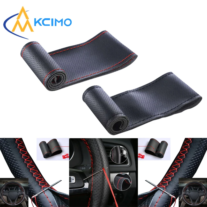 Car Steering Wheel Cover Knitted Breathable Needles Thread DIY Sewing Anti-Slip For 37cm 38cm Steering Wheel Protector