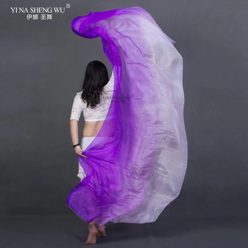 Belly Dance 100% Real Silk Veil Gradient Colors High-end Mulberry Silk Veil Dance Professional Hand Thrown Scarf Adult Children