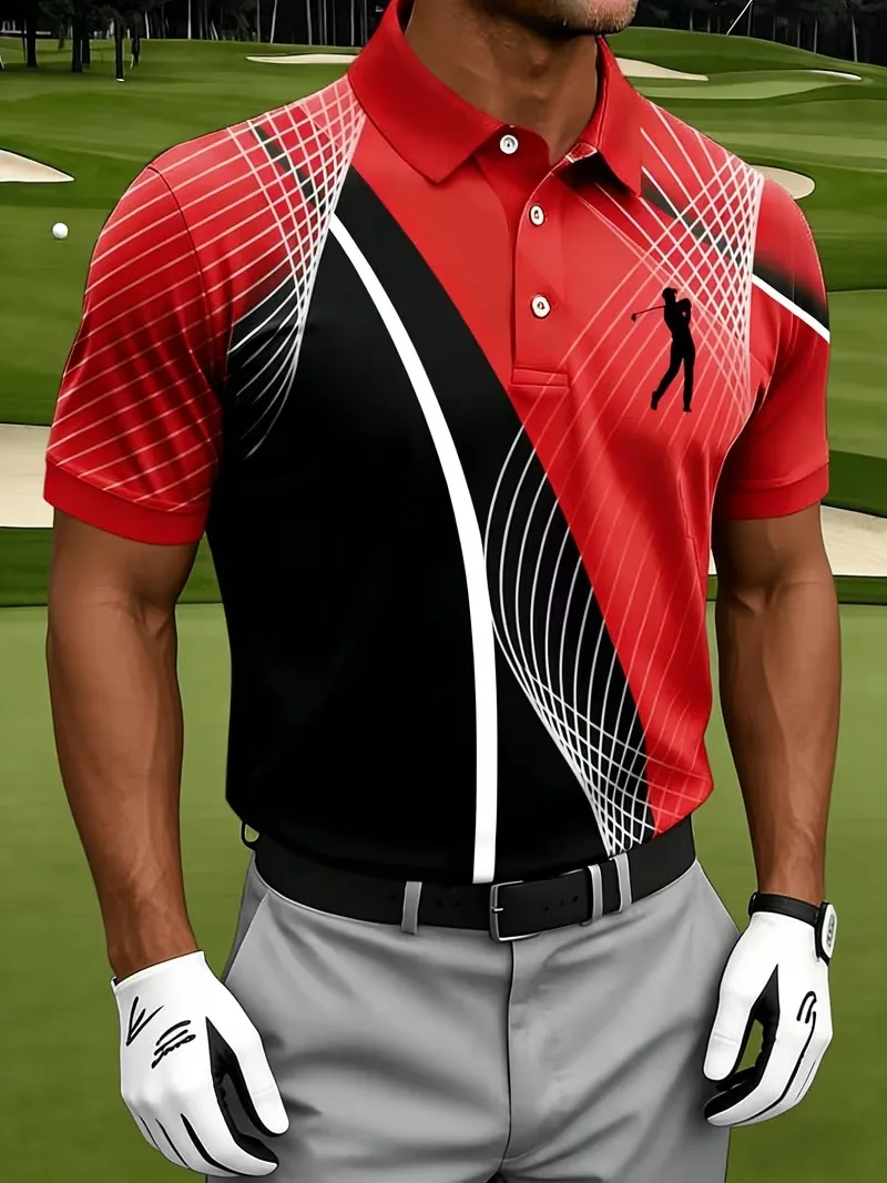 Men's Abstract Golf Sports Polo Shirts Short Sleeve Polo Shirts Collared Casual Athleisure Buttons Spring Summer Men's clothing