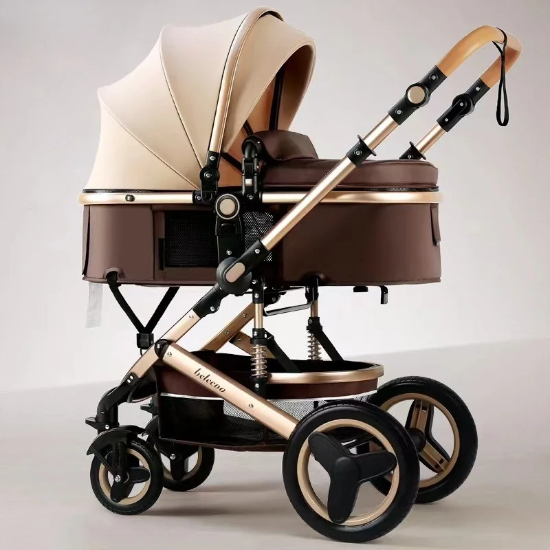 

Baby Stroller Belecoo High Seat Newborn Foldable Reversible Recline Shock Absorption Compact Lightweight Yoya Baby Stroller