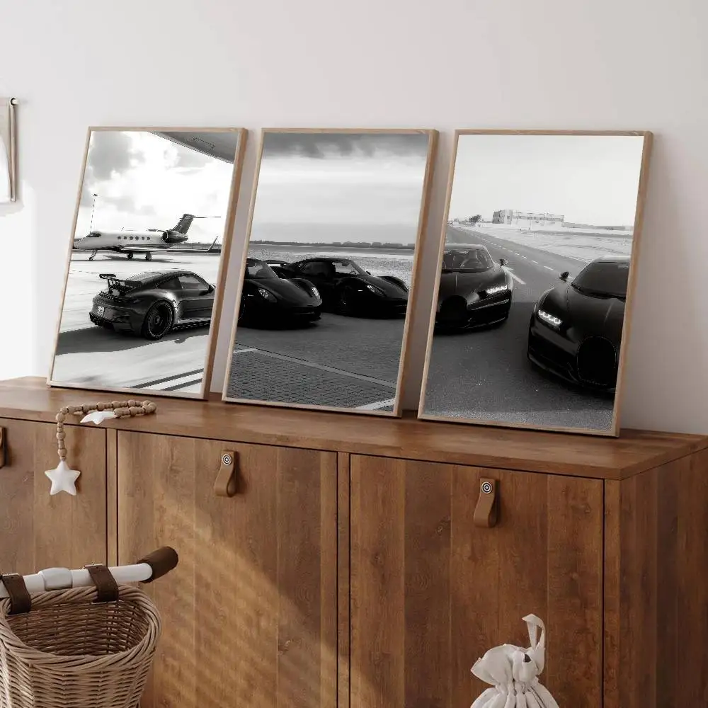 Black Luxury sports car  Anime Posters Sticky Whitepaper Prints Posters Artwork Kawaii Room Decor