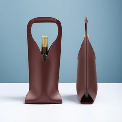 Wine Gift Bag, Reusable Leather Wine Tote Carrier, Double Layer Champagne Beer Gift Bags Carrier, for Birthday Bridal Showers