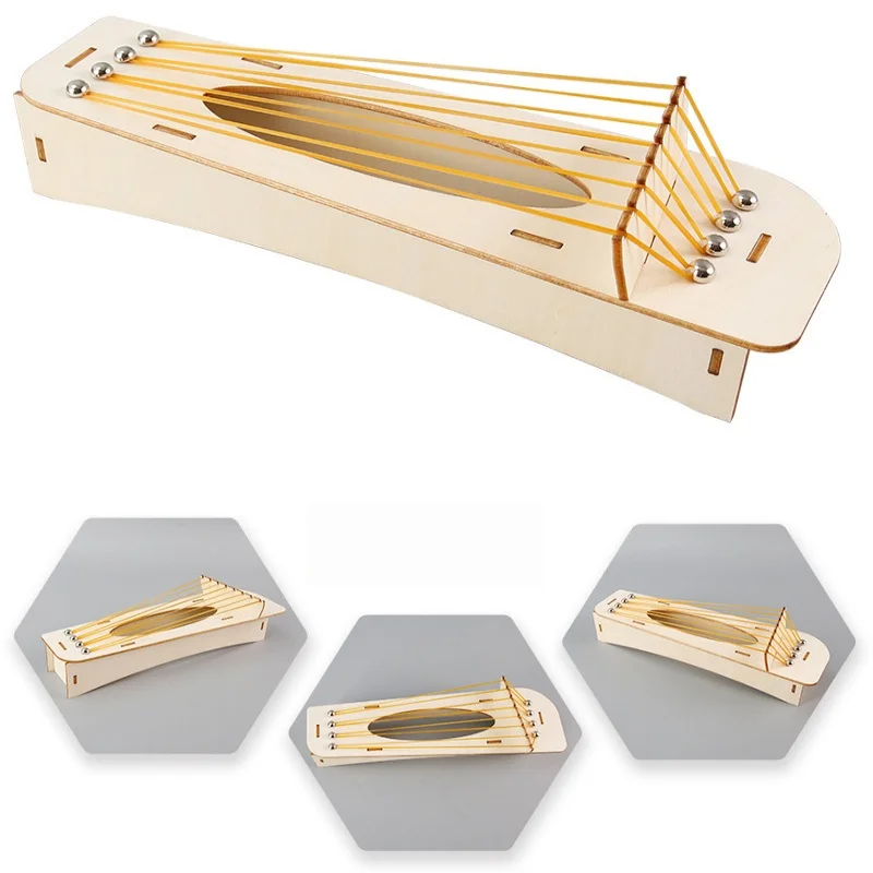 DIY Handcrafted Wooden Mini Eight Stringed Qin Toy Set Vintage Style Musical Home Decoration Desktop Bookshelf Ornament
