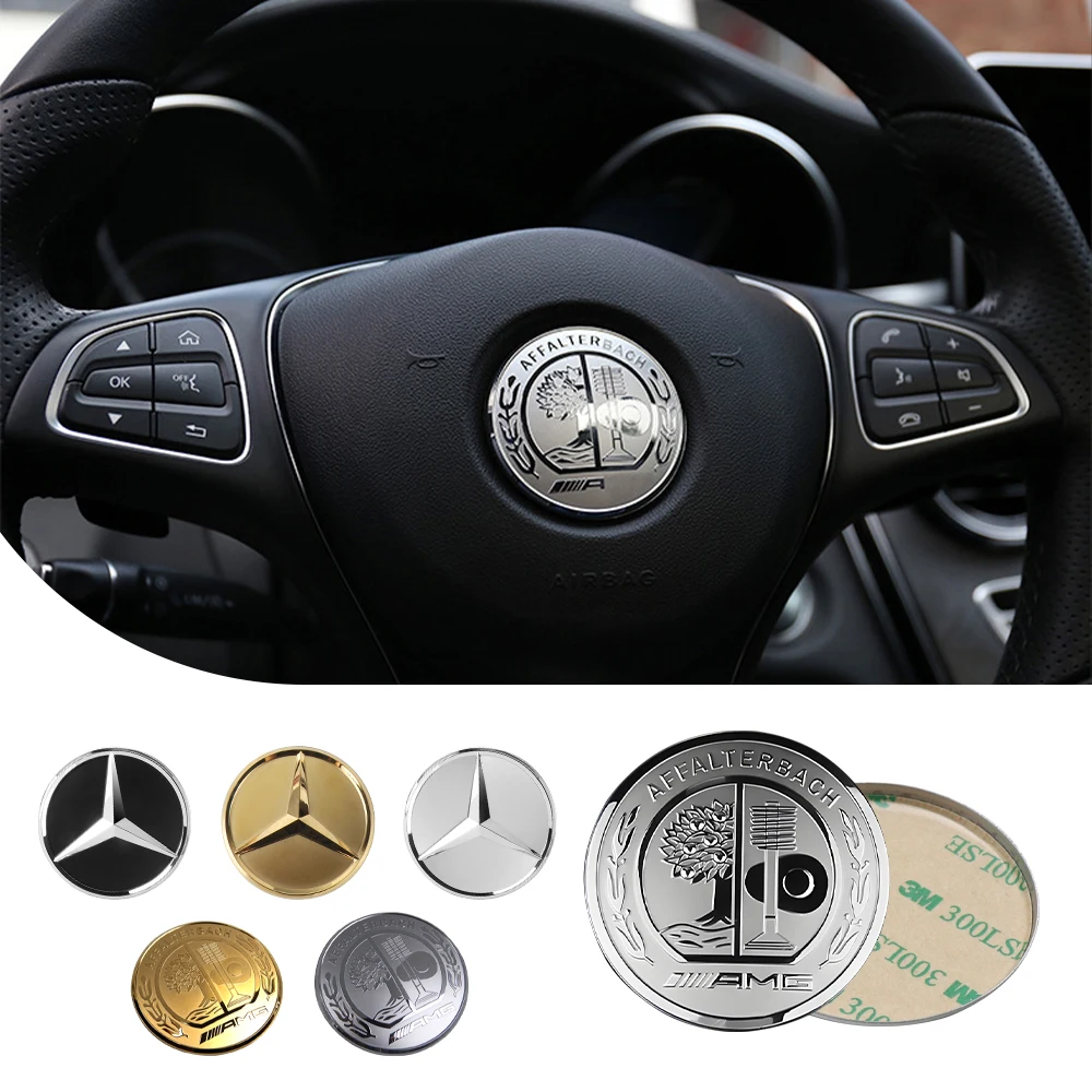 52/57mm Car Steering Wheel Center Badge Star Logo Decal for Mercedes Benz AMG W168 W212 W213 W220 W204 W202 W176 GLE CLA CLS GLC