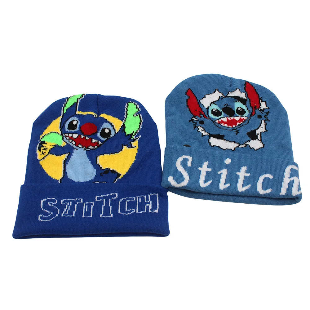 Disney Stitch Embroidered Children's Hat Cute Cartoon Embroidered Knitted Hat Winter Warm Hat Exquisite Girls Hats Birthday Gift