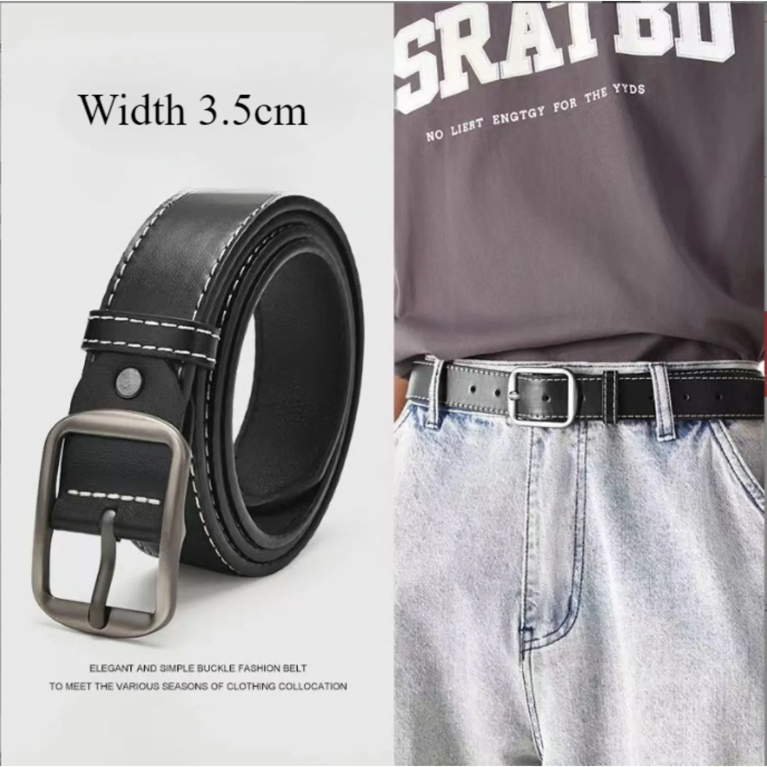 

New Men's Belt Simple and Versatile Fashion Men's Women's Jeans Korean Style Personalized Wide Belt for Students Designer Belt