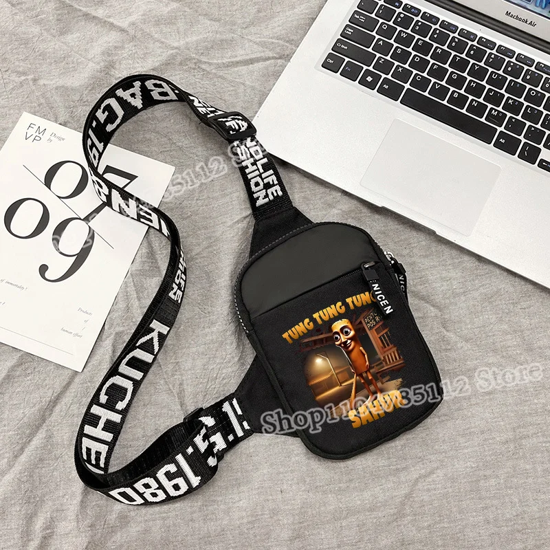 Italian Brainrot Shoulder Bag Nylon Men Casual Chest Bags Tung Tungtung Sahur Telala Funny Shark Figure Print Crossbody Packet