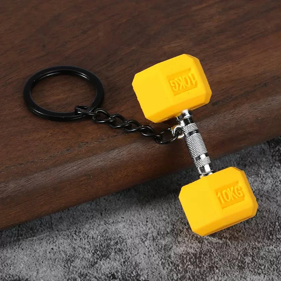 Unique Fitness Mini Dumbbell Keychain Unisex Rubber Backpack Key Pendant Protable Accessories Gym Couple Gift Keyholder Trinket