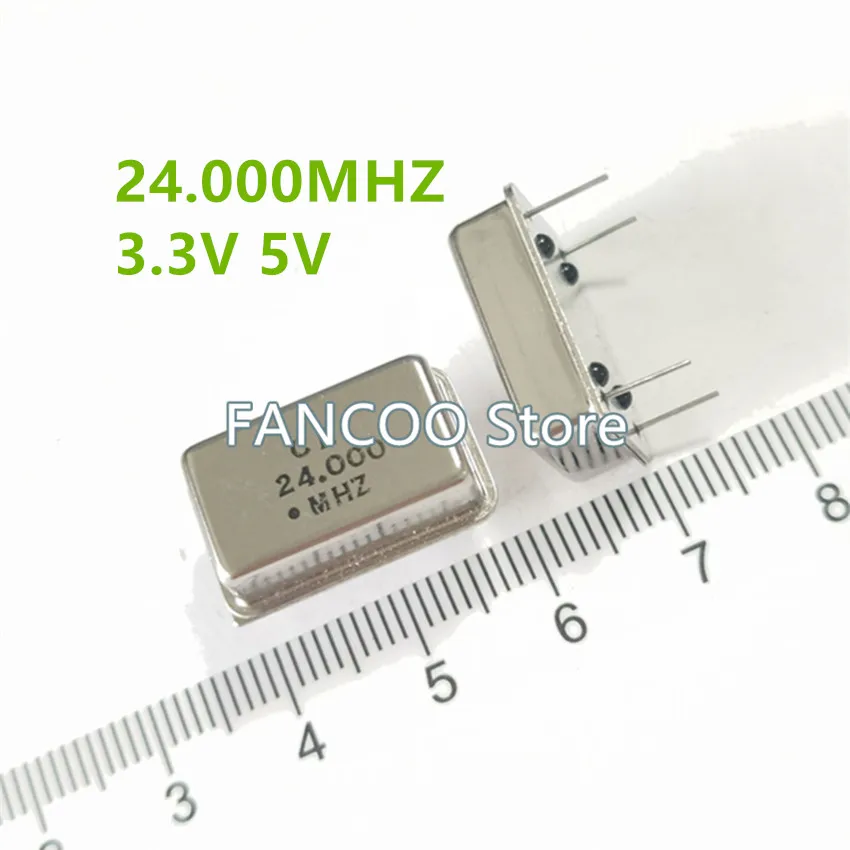 5pcs 24M 24.000M 24MHZ 24.000MHZ Crystal Oscillator Active OSC DIP-4 Rectangle Full Size 3.3V 5V