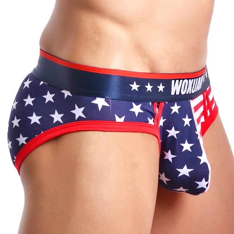 Men Briefs Sexy Underwear Printed USA Flag Shorts Panties Tight Boy Briefs Breathable Man Underpants