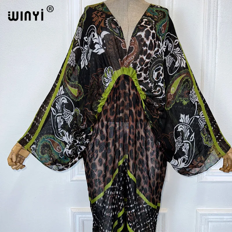 WINYI summer Elegant Dress Print Boho Muslim kaftan Sexy Lady holiday maxi beach dress Female Vestidos Party Evening Dress