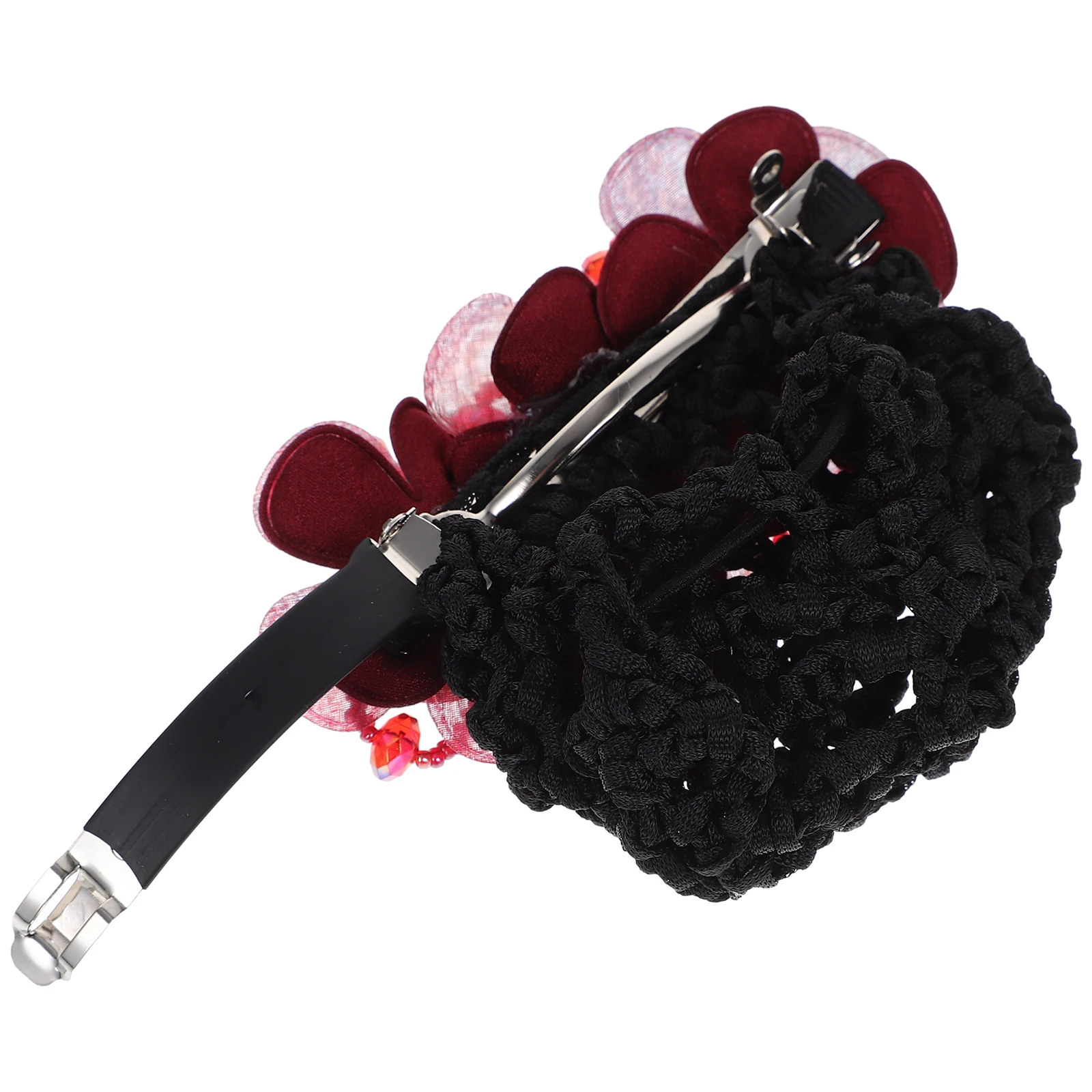 

Flower Hairpin Women Hair Accessories Hairnets Dance Buns Simple Fabric Red Bun Nets For Ballet Coarse Net Bun Cover