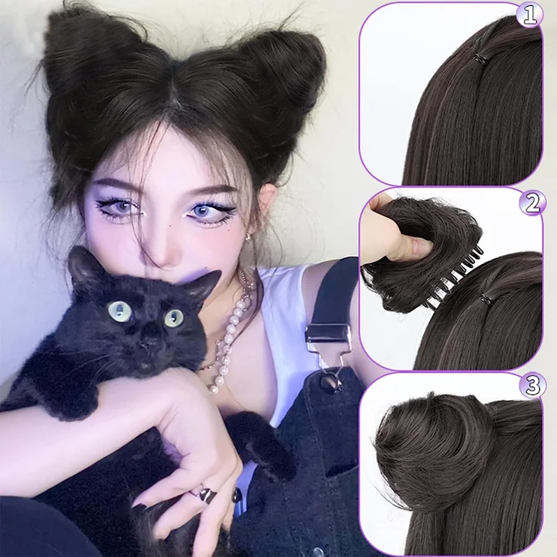 2 Stuks Space Bun Hair Extensions Pruiken Rommelig Krullend Haar Donuts Synthetische Broodjes Dames En Meisjes Haaraccessoires