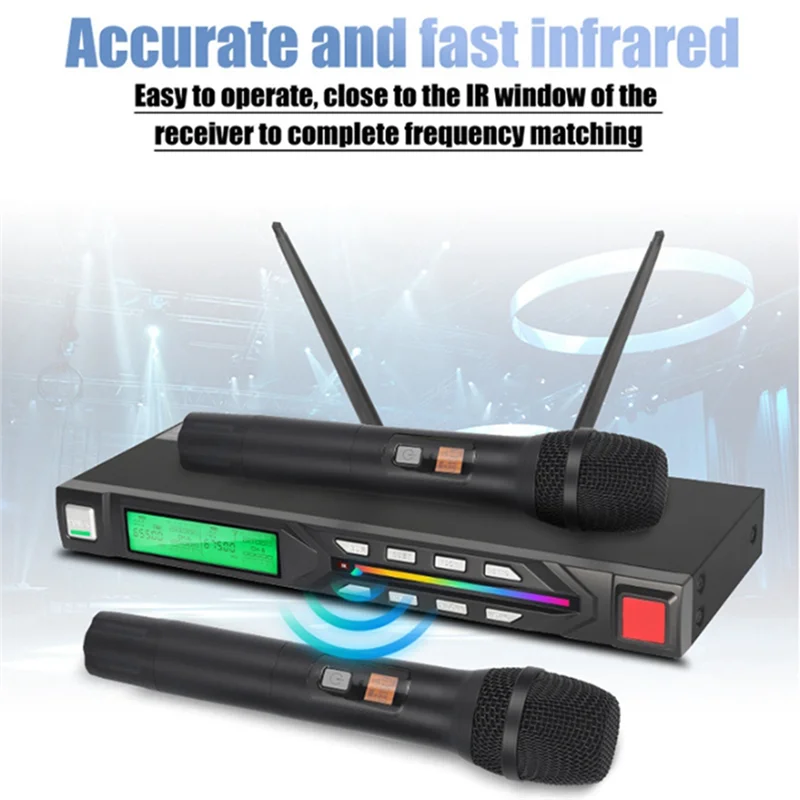 Handheld Portable Wireless Microphone System Mic UHF Long Range Dual Antenna For Karaoke Stage Performances AU Plug-TCES