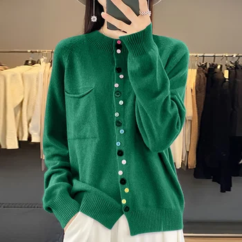 2024 women's cashmere sweater women's cardigan women's autumn and winter cashmere cardigan knitted jacket women's cardigan top