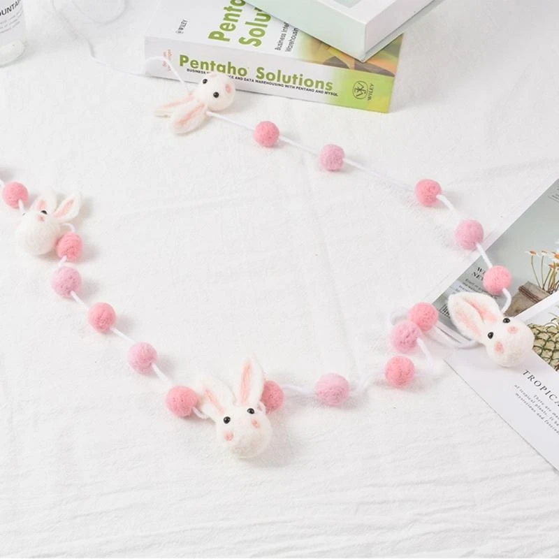 J15U ورأى الصوف اليدوية بوم بوم كرات الديكور سلسلة معلقة جارلاند ديكور المنزل الطرف الحلي