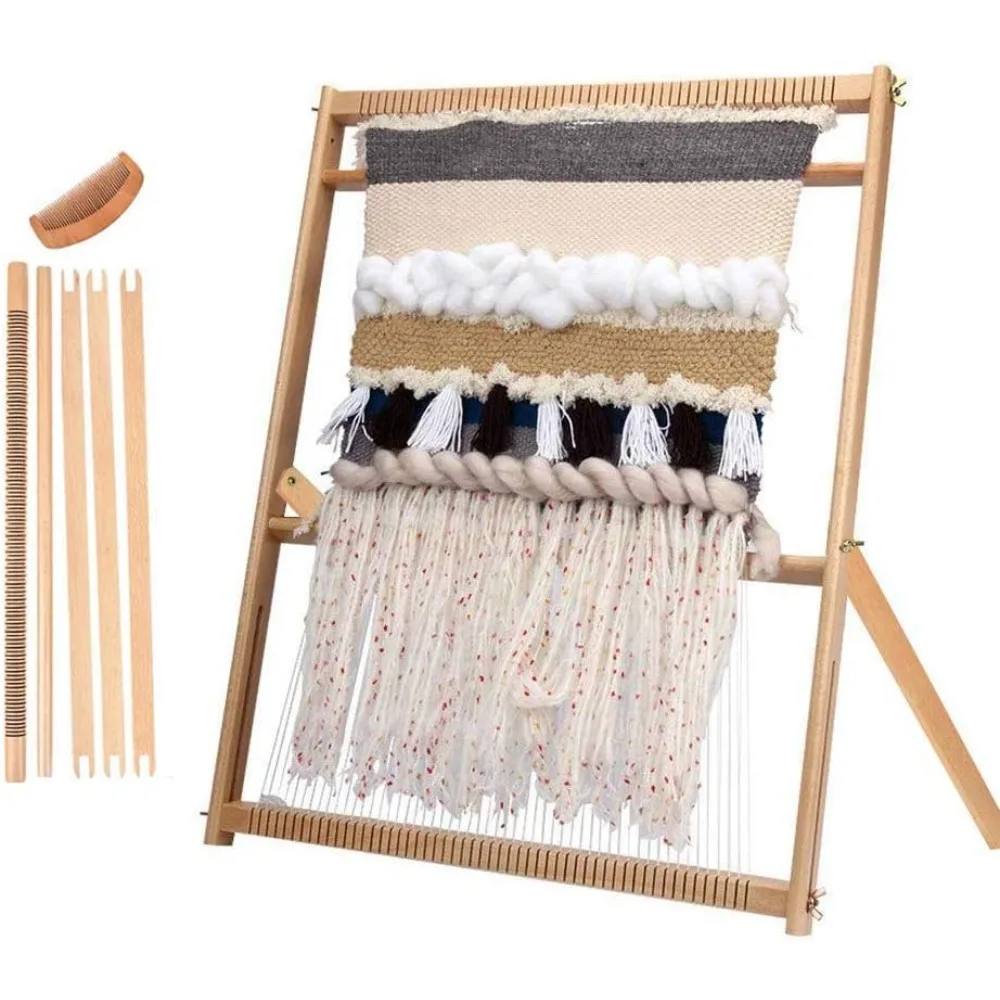 Weaving Loom with Stand 24" H x 21" W (Approx.) Wooden Multi-Craft Weaving Loom Arts & Crafts, Extra-Large Frame, Develops