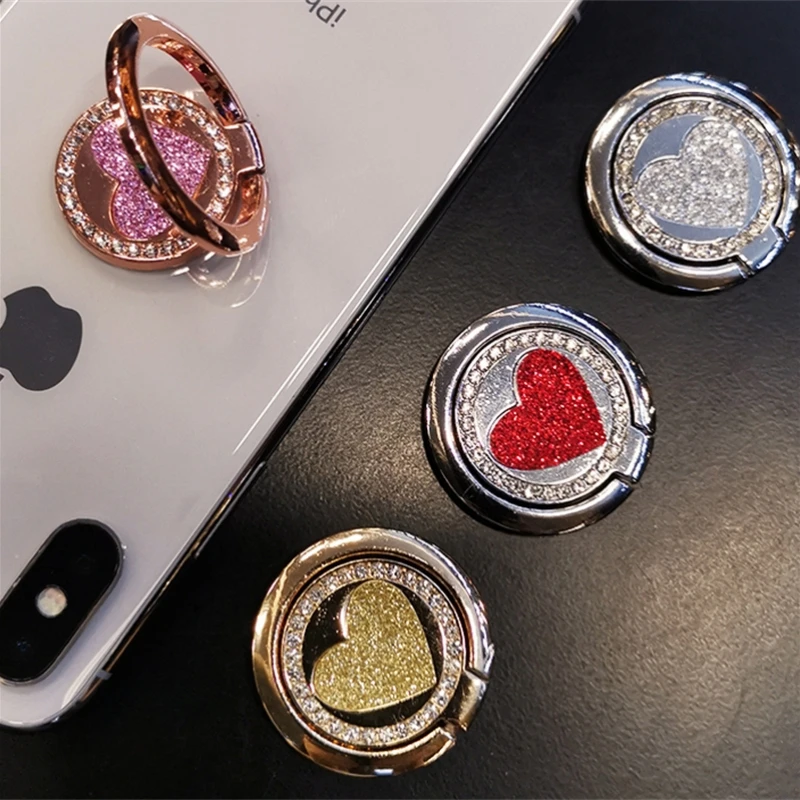 

Korean Cute 3D Glitter Love Heart Diamond Grip Tok Griptok Phone Holder For iPhone Girl Bracket Finger Ring Support Stand Holder
