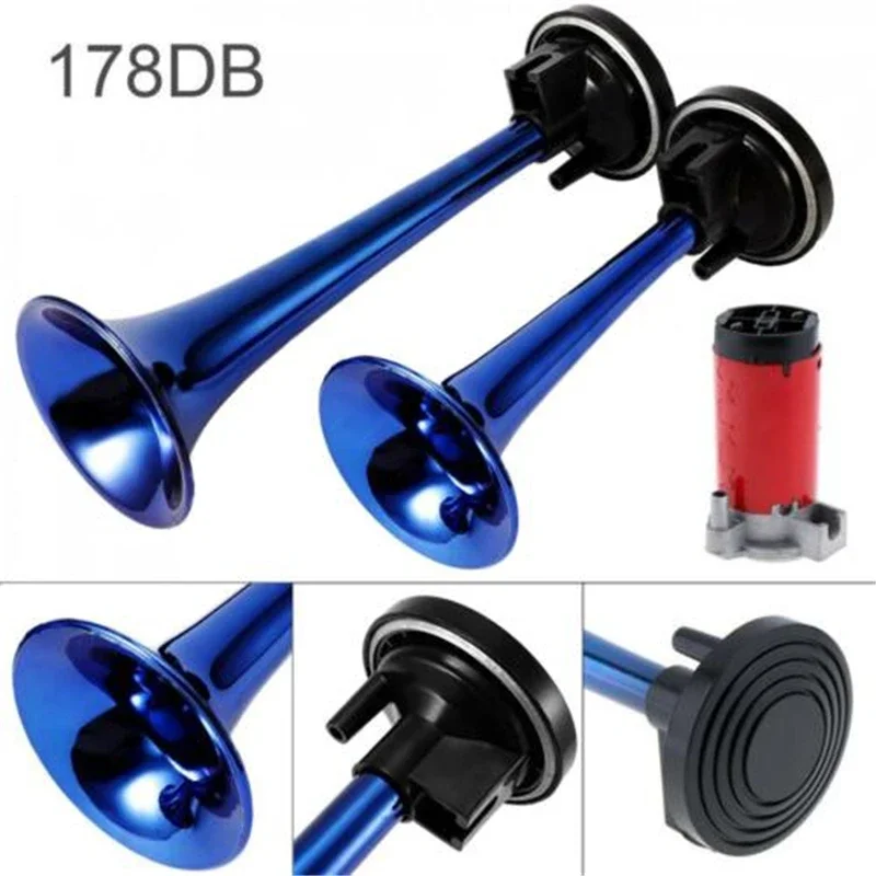 12V 178DB Auto Car Claxon Air Horns Set Super Loud Dual Tone with 12V Trumpet Compressor for Motorcycle Car Boat Truck Vehicle