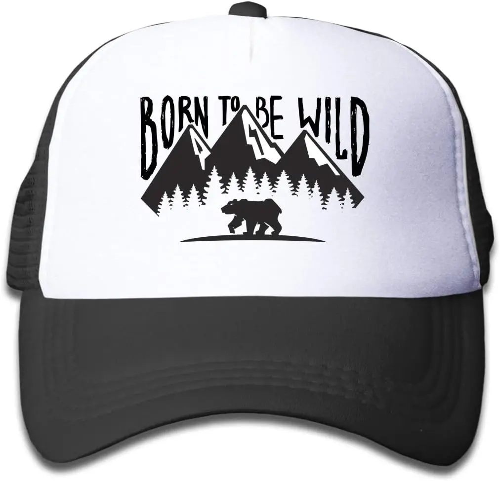 

Bear Mountain Born To Be Wild Adjustable Mesh Hats Baseball Trucker Cap for Boys and Girls One Size Breathable Mens Cap