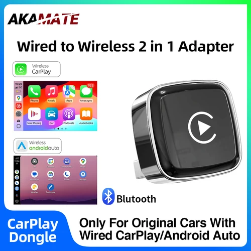 Imagen 1 del producto Mini adaptador CarPlay inalámbrico 2 en 1, CarPlay inalámbrico, Android, Auto, Universal, BT, WIFI, USB tipo C, Dongle Multimedia, accesorios para coche