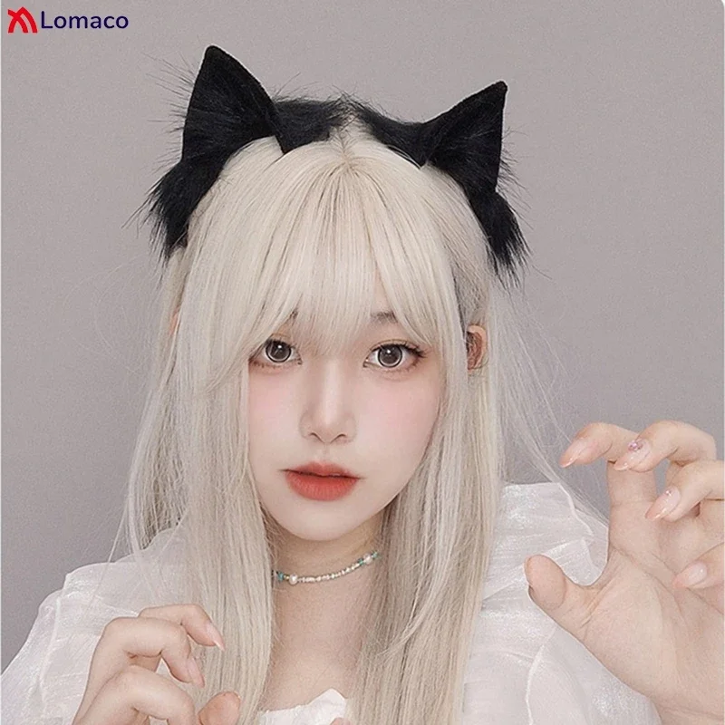 Cat Ears Headband for Women Cartoon Black Plush Hair Band Anime Cosplay Props Cute Hairband Headwear Girls Hair Accessories