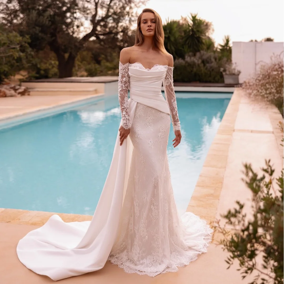 

Lace Mermaid Wedding Dresses Sweetheart Corset Back Bride Dress Plus Size Luxury robe de mariée Customized