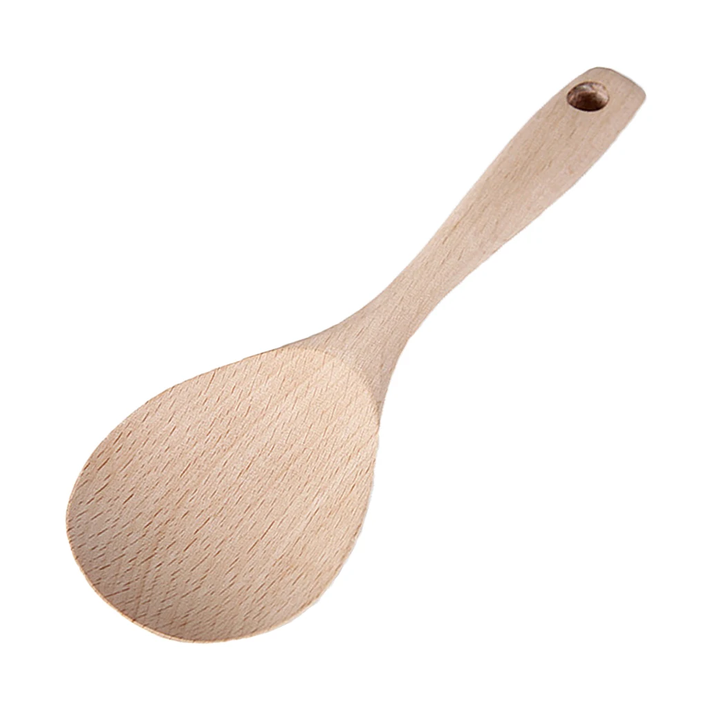 Wooden Rice Scoop Ladle Nonstick Spoon Flatware Tableware for Dessert Shop Kitchen and Bar