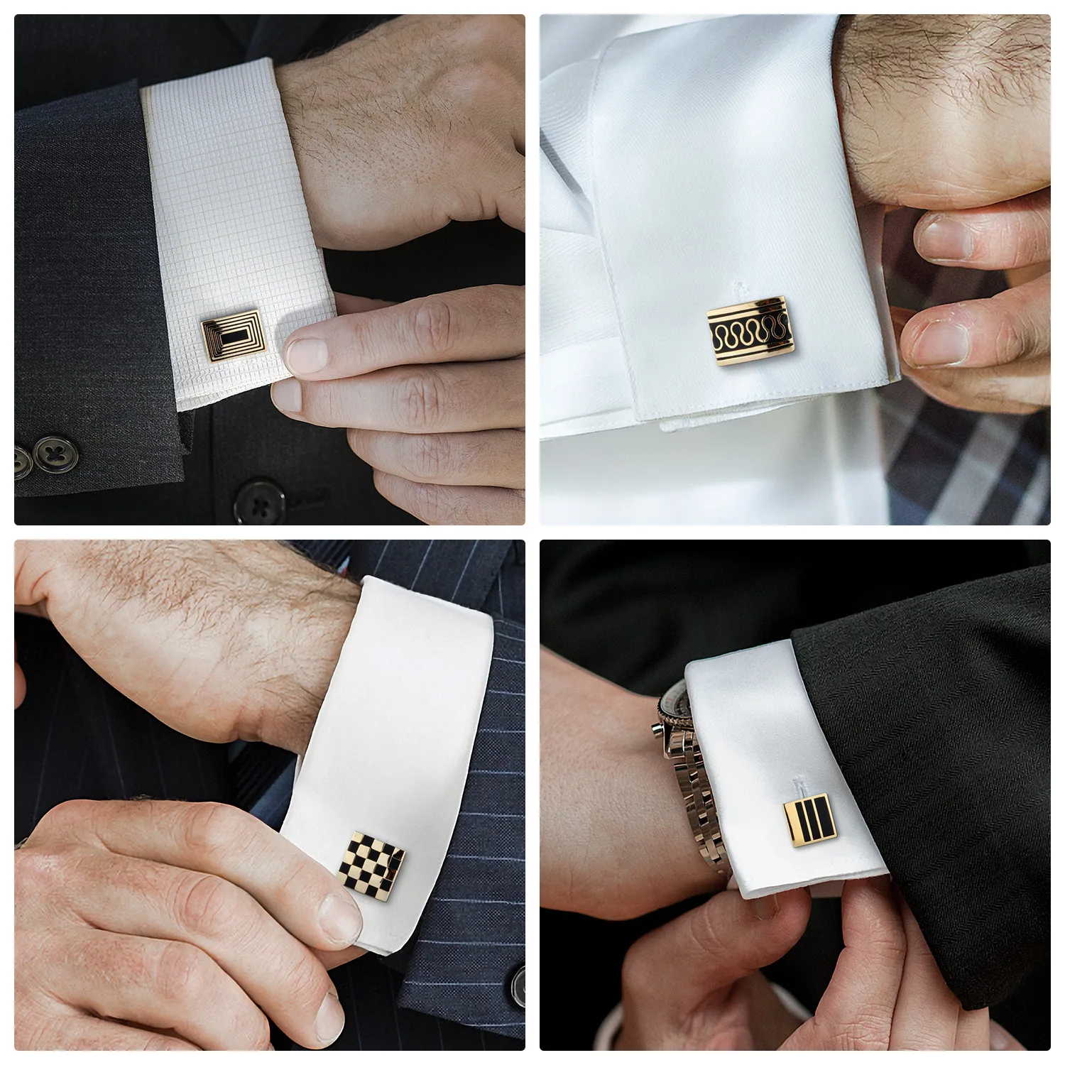 LENNIKPremium Gold Plated Cufflinks Set,Men’s Versatile Business Accessory,Fit for Daily/Work,Minimalist & Elegant,Enhance Taste
