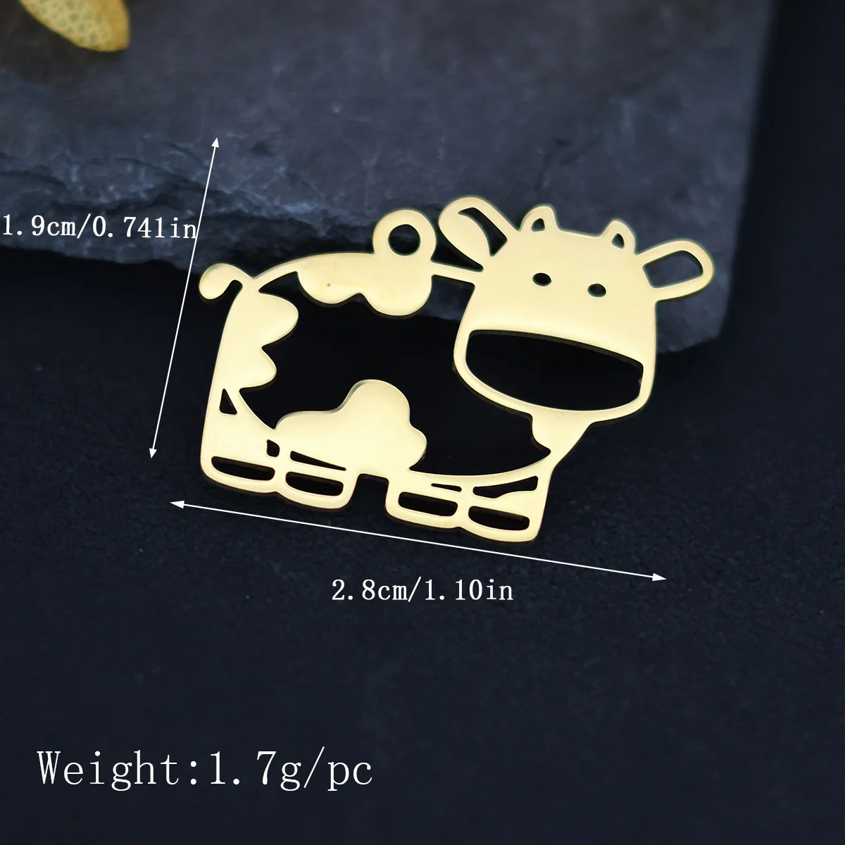 3pcs Cartoon Animal Charms Stainless Steel Cow Charms Pendants For Jewelry Making Earrings Necklaces DIY Crafts Accessories