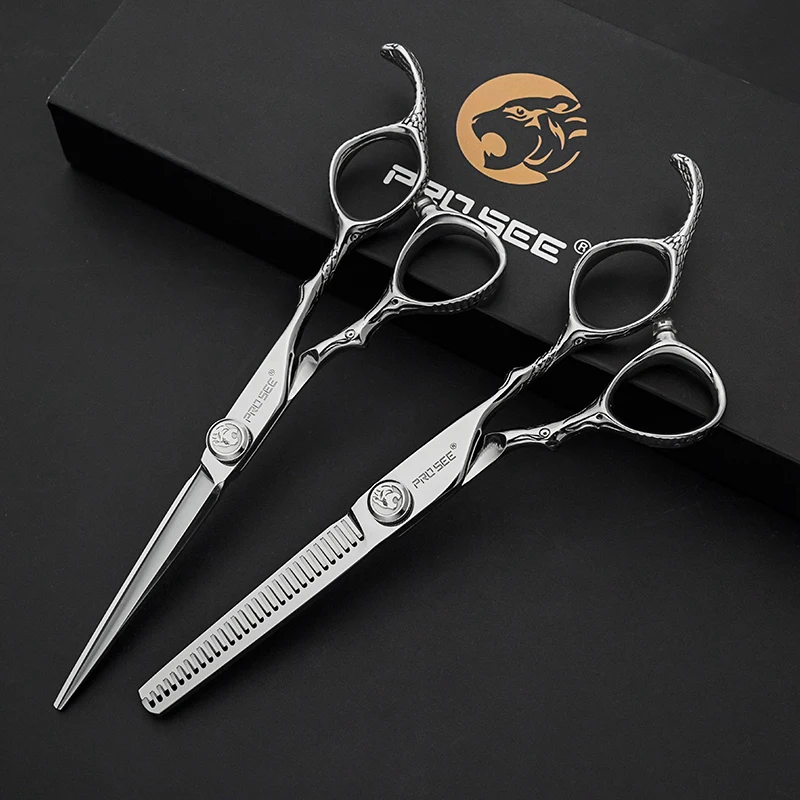 Japanese VG10 Stainless Steel Right-Handed Hair Thinning Scissors 6.0 Inch Straight Blade Beauty Tool for Barbers Scissors