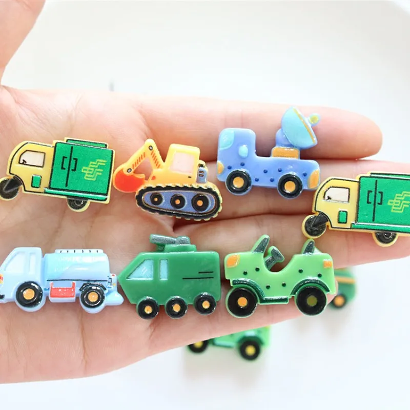 10pcs Mini Kawaii Cartoon Car Truck Resin Flat Back Cabochons Scrapbook Diy  Party Hairpin Accessories Home Decoration Craft
