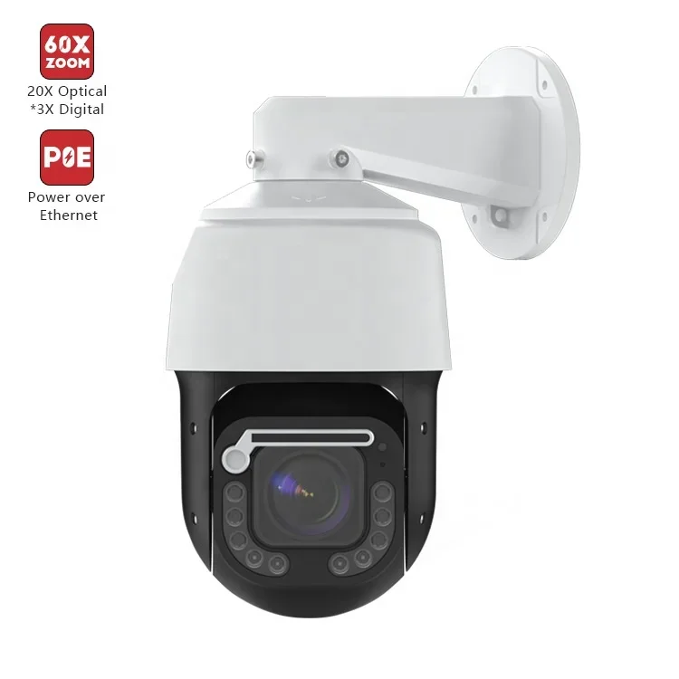 

5MP 60X PTZ POE IP Speed Dome Camera (20X Optical*2X Digital) Zoom AI Dual Light Audio Security CCTV 4k Camera Outdoor