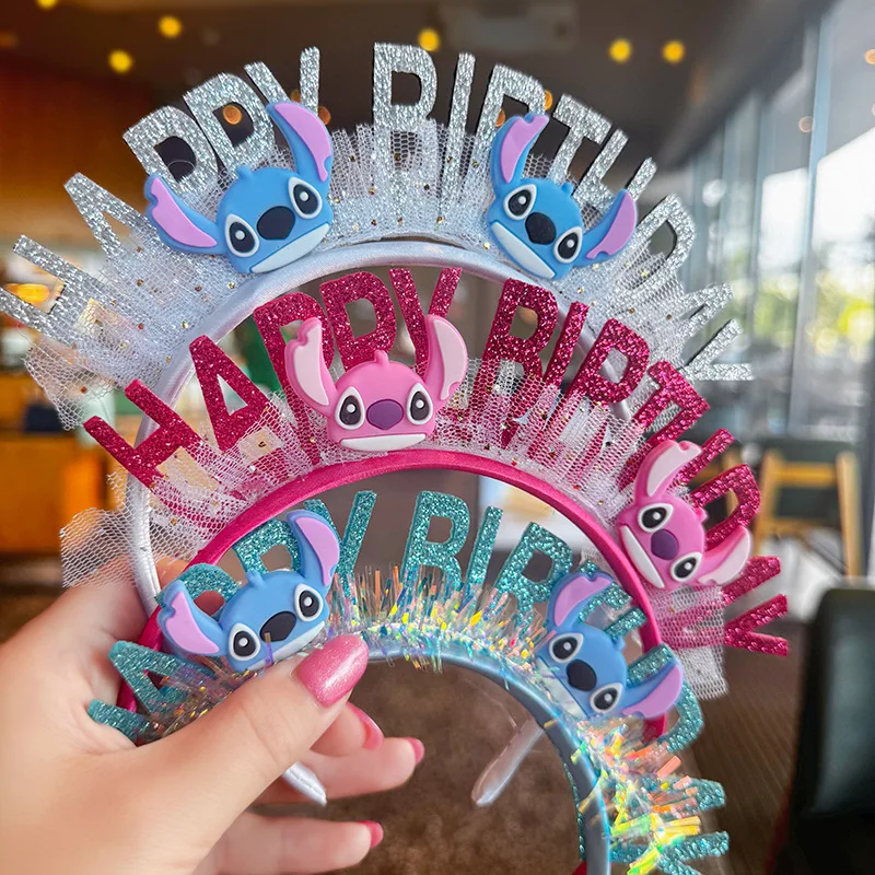 

Disney Stitch Birthday Headband Adorable Puppy Colorful Sparkling Headband Children's Headband Birthday Hat Birthday Photo Prop