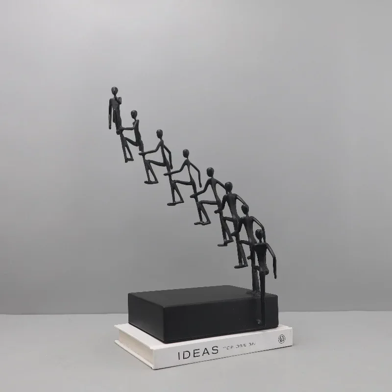 Modern simple abstract cast iron step by step figure sculpture ornament living room entrance study soft decoration home accessor