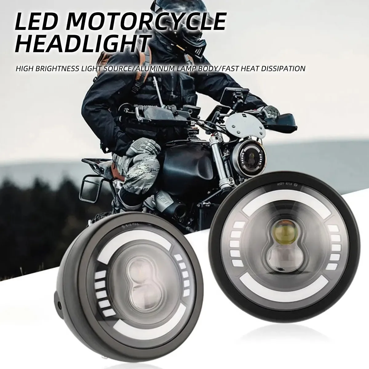 

Motorcycle Rotundity LED Headlight Universal motorcycle Driving Lamp led daytime running light high beam Harley retro headlights