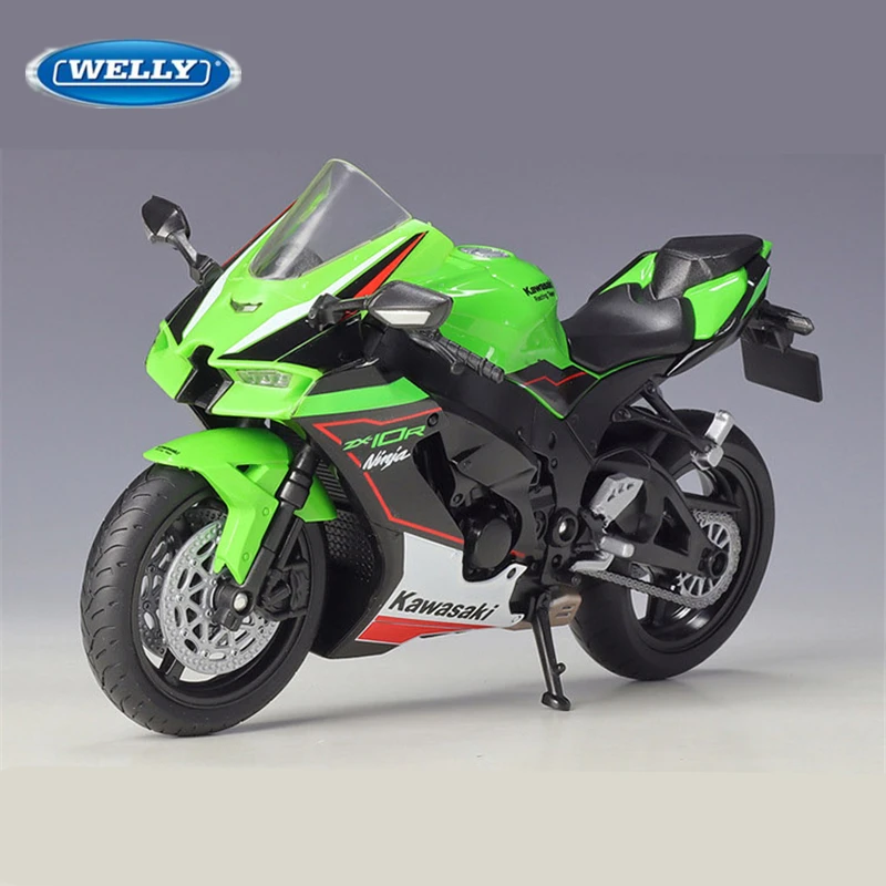 WELLY 1:12 Kawasaki Ninja ZX-10R Alloy Heavy Locomoti Motorcycle Model Metal Cross-country Racing Motorcycle Model Kids Toy Gift