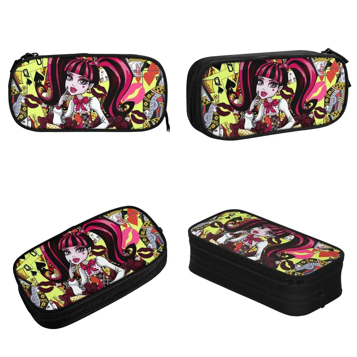 Draculaura High Pencil Cases, Pen Bag para Estudante, Grande Armazenamento, Presente Material Escolar