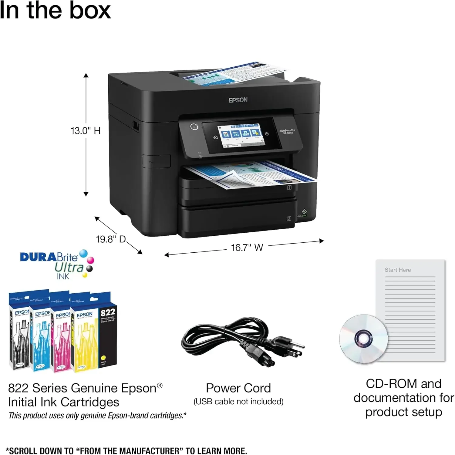 Workforce Pro WF-4830 Wireless All-in-One Printer with Auto 2-Sided Print,Copy,Scan and Fax,50-Page ADF,500-sheet Paper Capacity