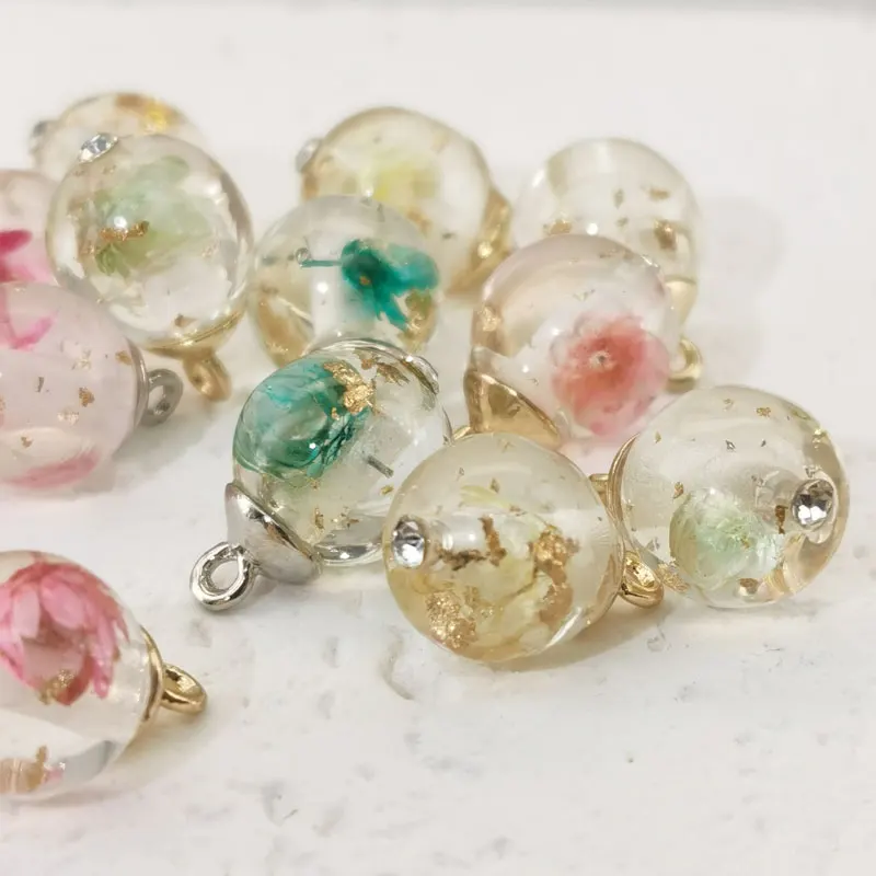 Imitation Jade getrocknete Blumen runde Perlen glasierte Knöpfe Kleidung Knöpfe Zubehör Näh materialien Harz Knöpfe Großhandel – Detail 5