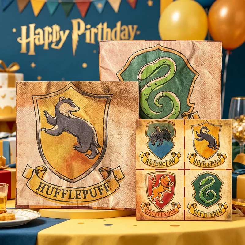 Servilletas de Warner Bros Harry Potter con Diseño de Dibujos Animados para Fiestas de Cumpleaños, Eventos Festivos, Reuniones Temáticas, Decoración de Mesa para Fiestas