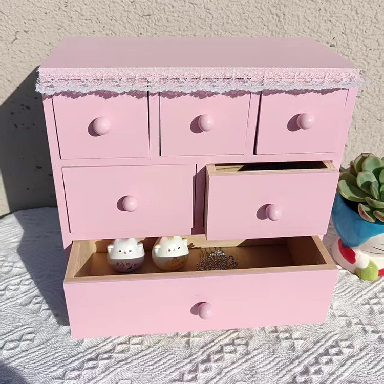 

Розовый деревянный настольный ящик для хранения Der Sle Шкаф для ювелирных изделий Белый шкаф для хранения Студенческий настольный органайзер Dormi