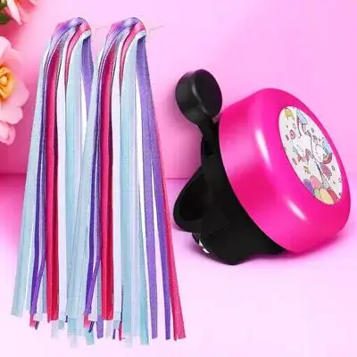 

1Set Bicycle Bell Unicorn Loud Clear Sound Durable Metal Bell Bike Horn with Bright Colorful Ribbons Bike Handlebar Accessory