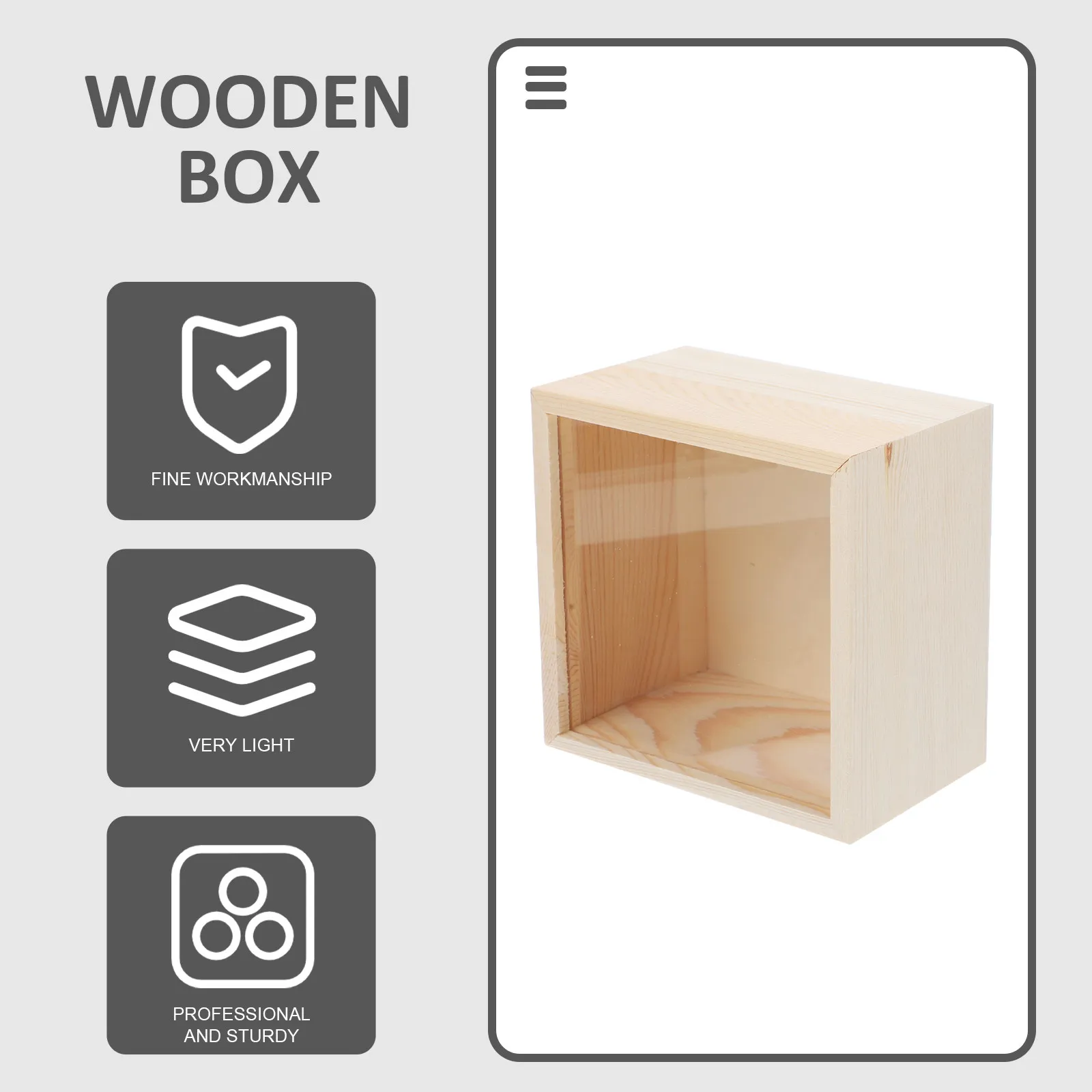 

Unfinished Wood Storage Box Lightweight Compact Natural Wooden Case for Jewelry Trinkets Keepsakes Souvenirs Teacups Home Living