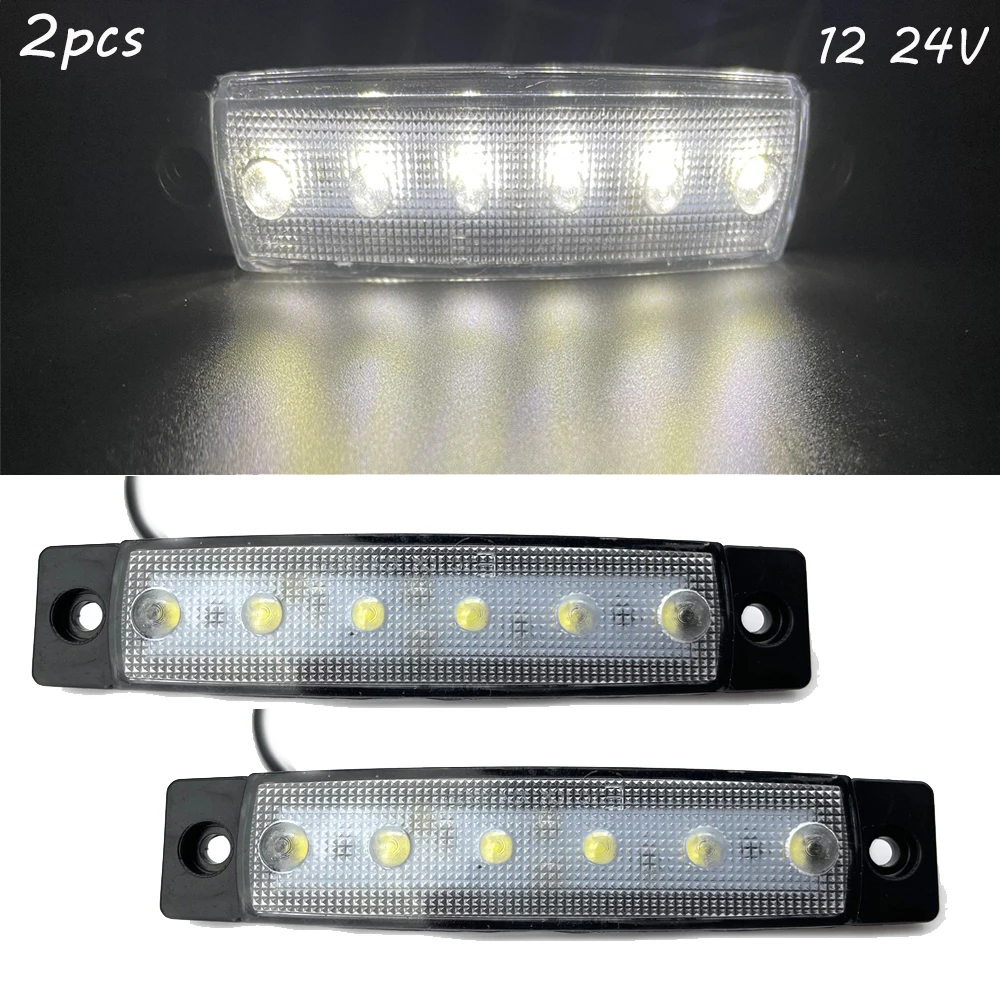 2pcs 12V/24V Car Side Marker Indicator Light 6SMD LED Car Bus Truck Lorry External Lights Low Trailer Rear Warning Lampv2