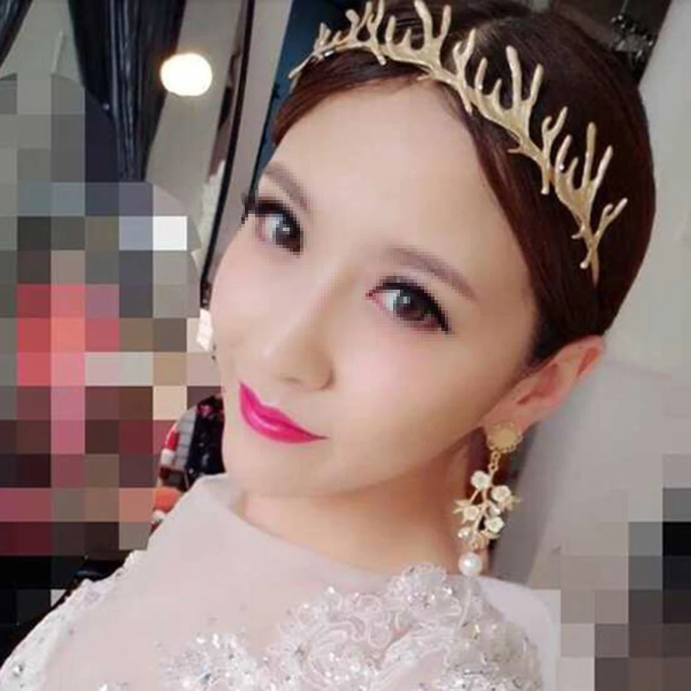 

Antler Headband Hairband Women Wedding Bride Accessories Bridal Gold Sweet Elegant Photography Tool Hair Care Styling