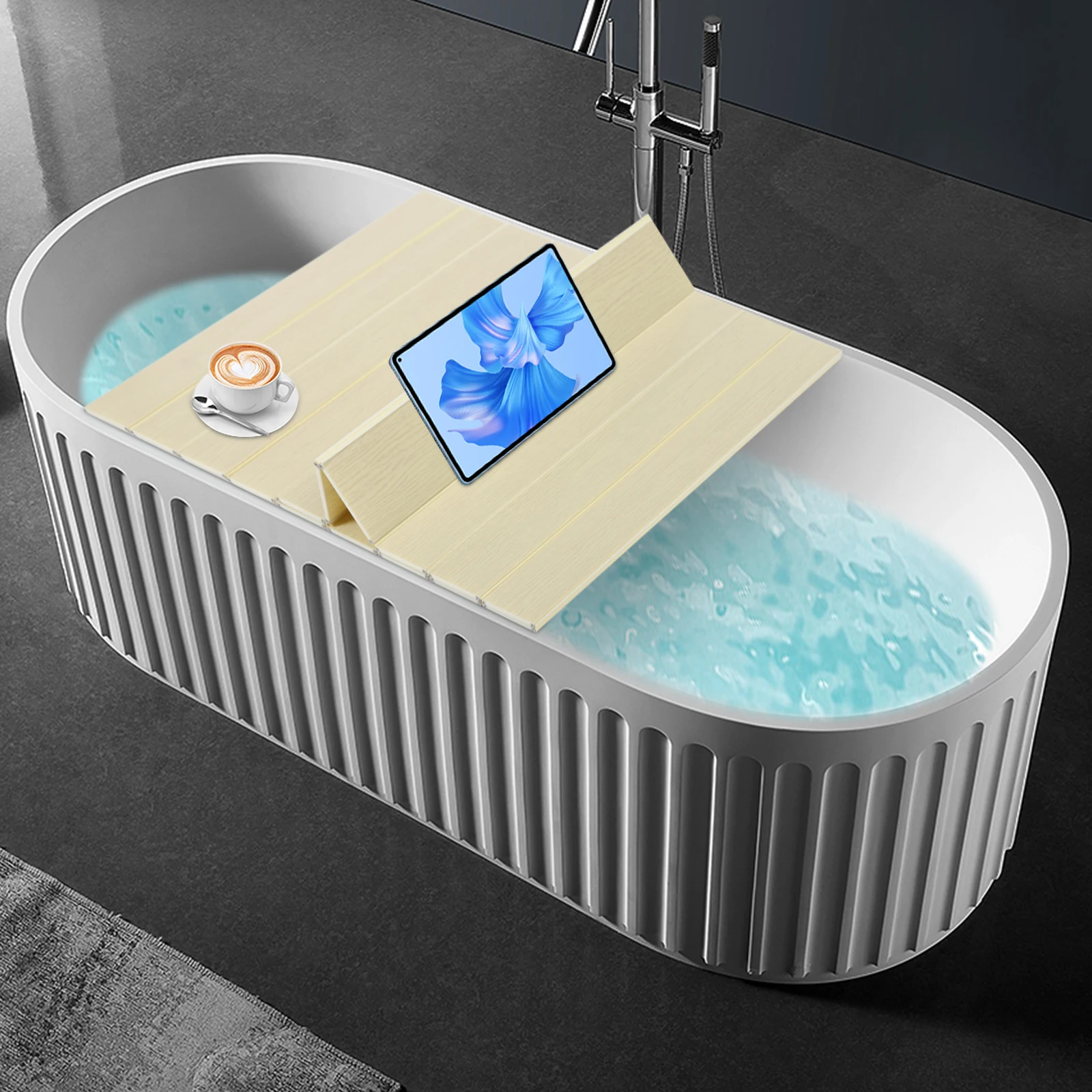 

Foldable Bathtub Cover PVC Bath Tub Lid Heat Retention Dust Proof Bathtub Tray for Standard Tubs