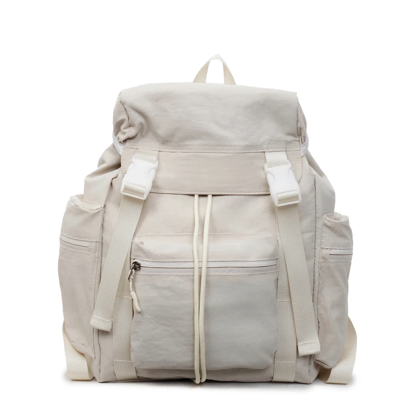 Mode-Rucksäcke mit Nylon-Schnur zum Nähen, einfarbig, große Kapazität, Damentaschen 2025, hochwertige, vielseitige Studentenrucksäcke