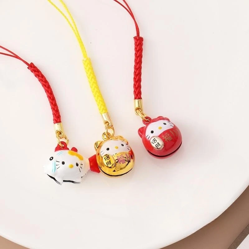 Sanrio Hello Kitty Phone Chain Bag Pendant Beckoning Cat Keychain Key Ring Backpack Pendant Ornaments Jewelry Strap Key String